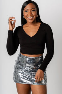 Sequin skirt gunmetal | Lush Fashion Lounge: boutique fashion skirts, affordable boutique skirts, cute affordable skirts