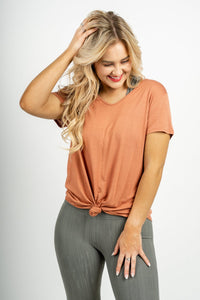 Wave side knot top copper - Affordable Sports tops - Boutique Athleisure at Lush Fashion Lounge Boutique in Oklahoma City