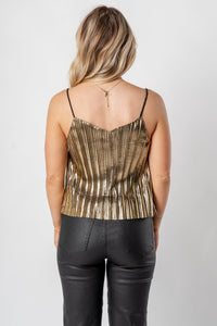 Metallic cami tank top gold/black - Trendy New Year's Eve Dresses, Skirts, Kimonos and Sequins at Lush Fashion Lounge Boutique in Oklahoma City