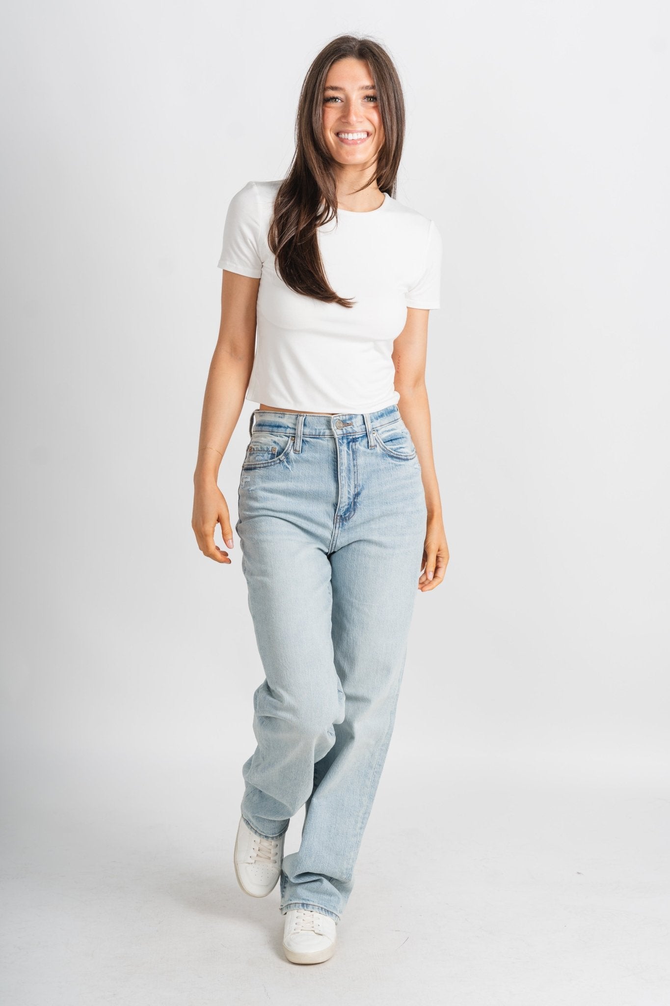 Modal short sleeve top ivory