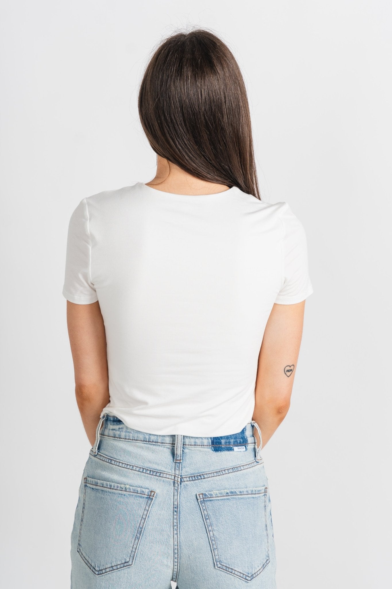 Modal short sleeve top ivory