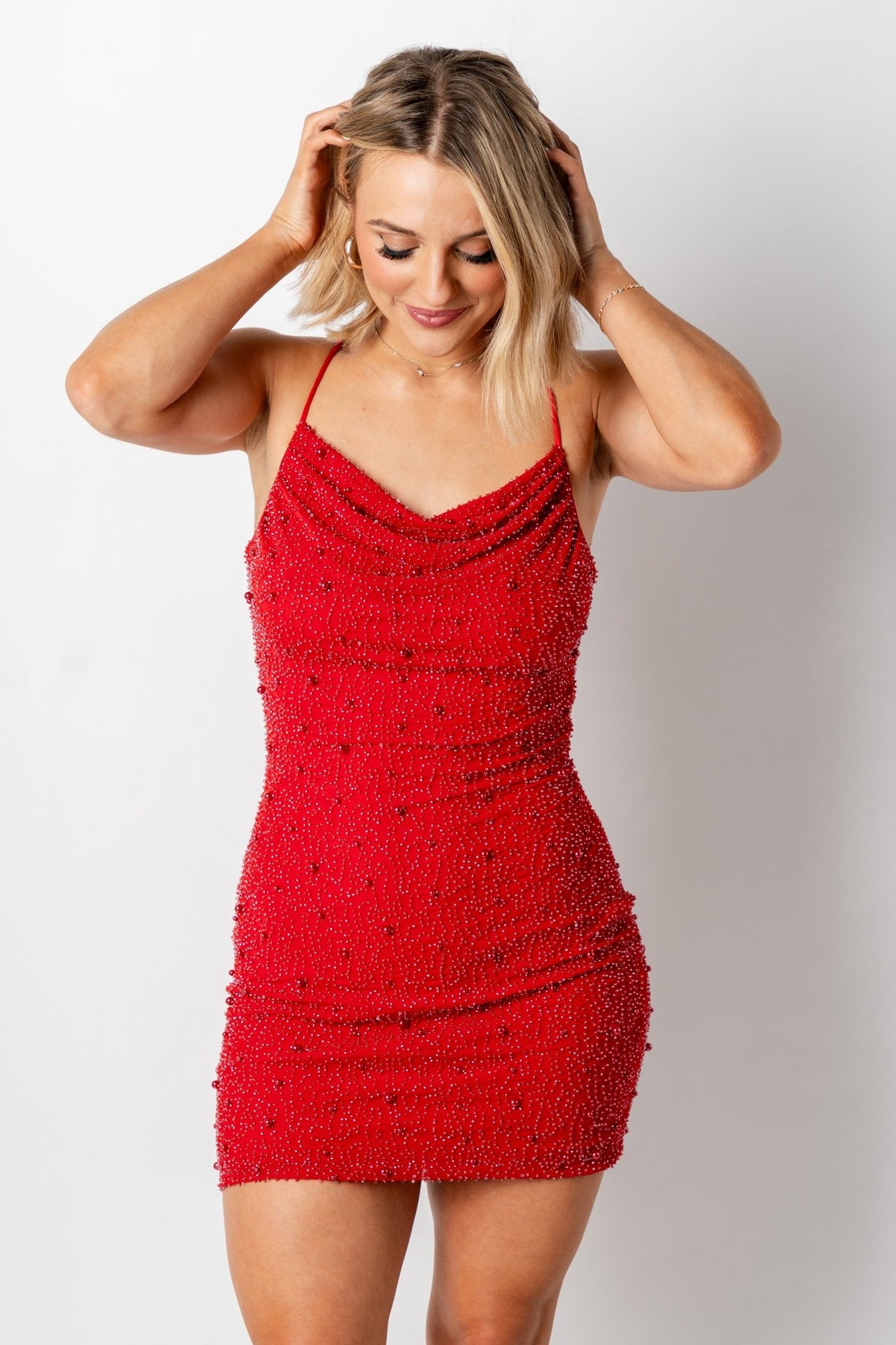 Embellished mini dress red - Cute dress - Trendy Dresses at Lush Fashion Lounge Boutique in Oklahoma City