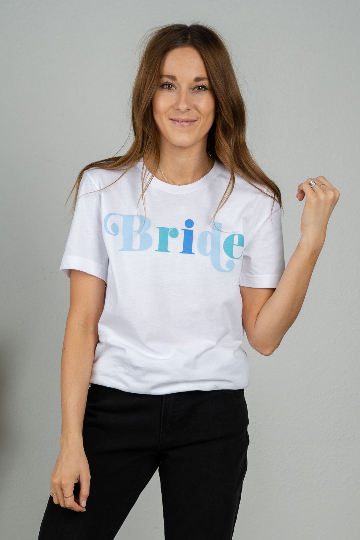 Bride swash font short sleeve t-shirt white - Cute T-shirts - Trendy Graphic T-Shirts at Lush Fashion Lounge Boutique in Oklahoma City