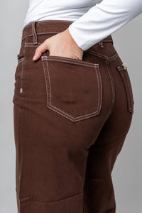 Hidden Nori high waist wide legs jeans chocolate | Lush Fashion Lounge: boutique women's jeans, fashion jeans for women, affordable fashion jeans, cute boutique jeans