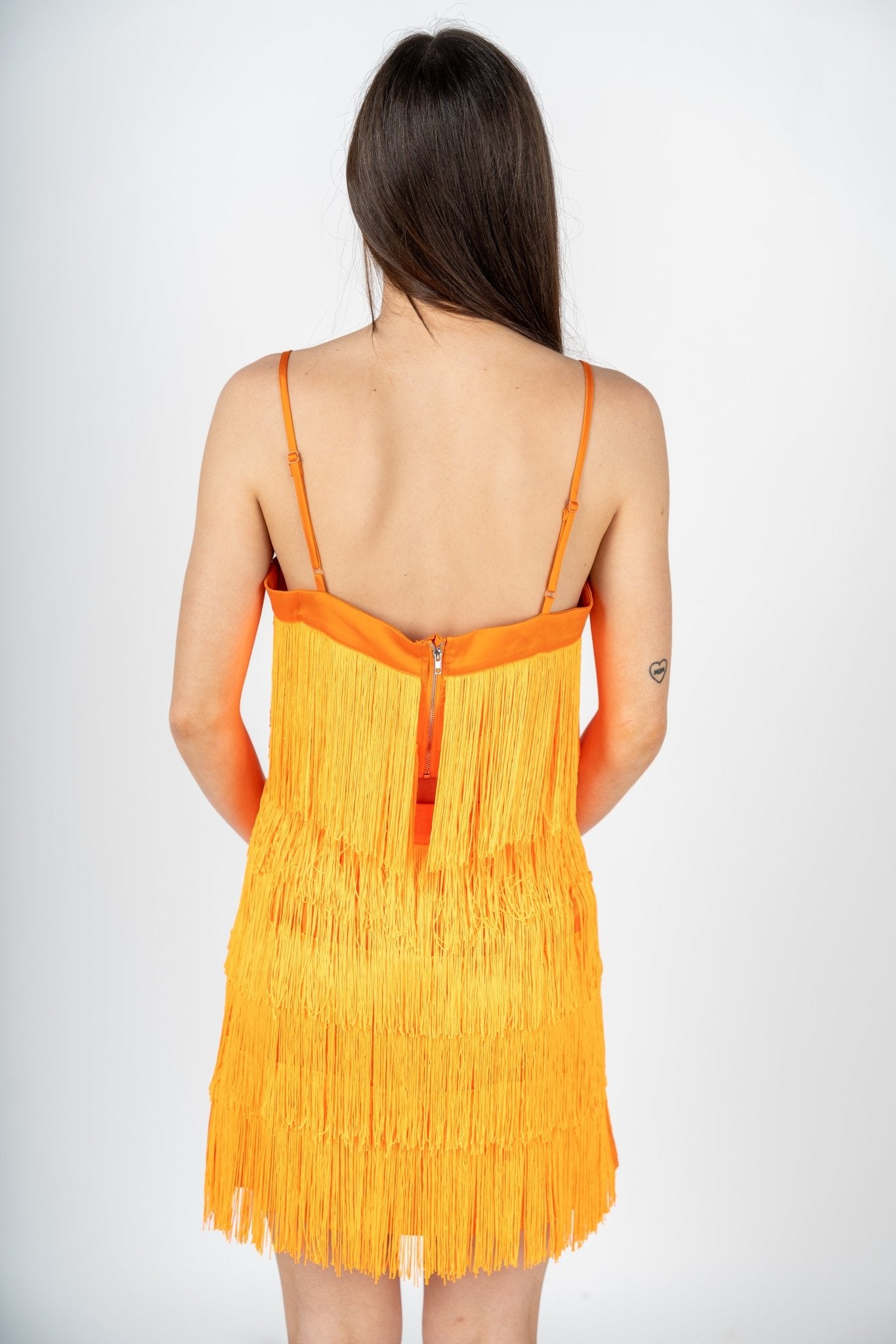 Fringe satin tank top orange - Affordable Tank Top - Boutique Tank Tops at Lush Fashion Lounge Boutique in Oklahoma City