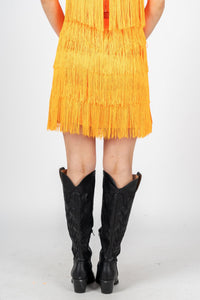 Fringe satin mini skirt orange | Lush Fashion Lounge: boutique fashion skirts, affordable boutique skirts, cute affordable skirts