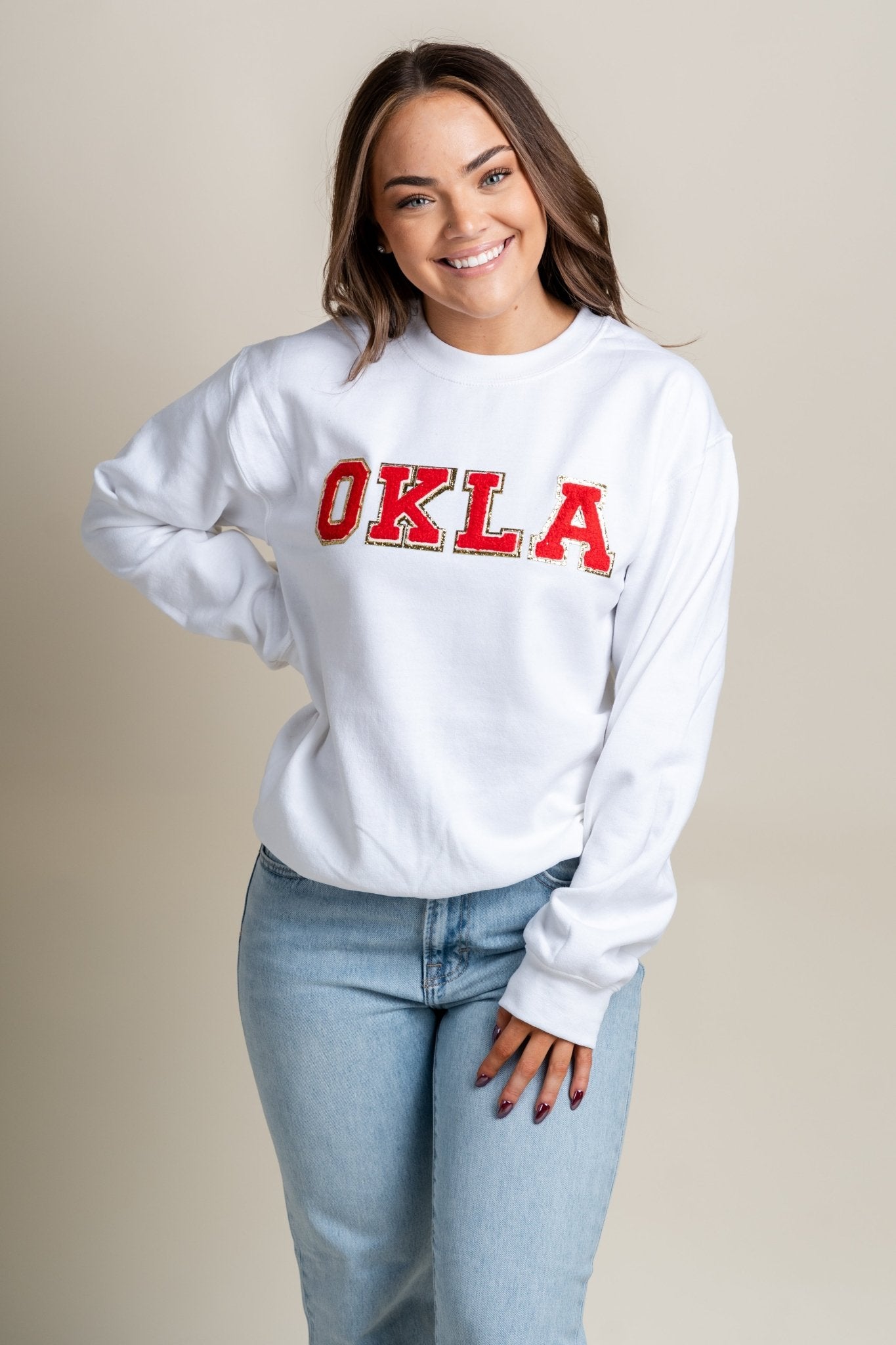 OKLA patch sweatshirt white