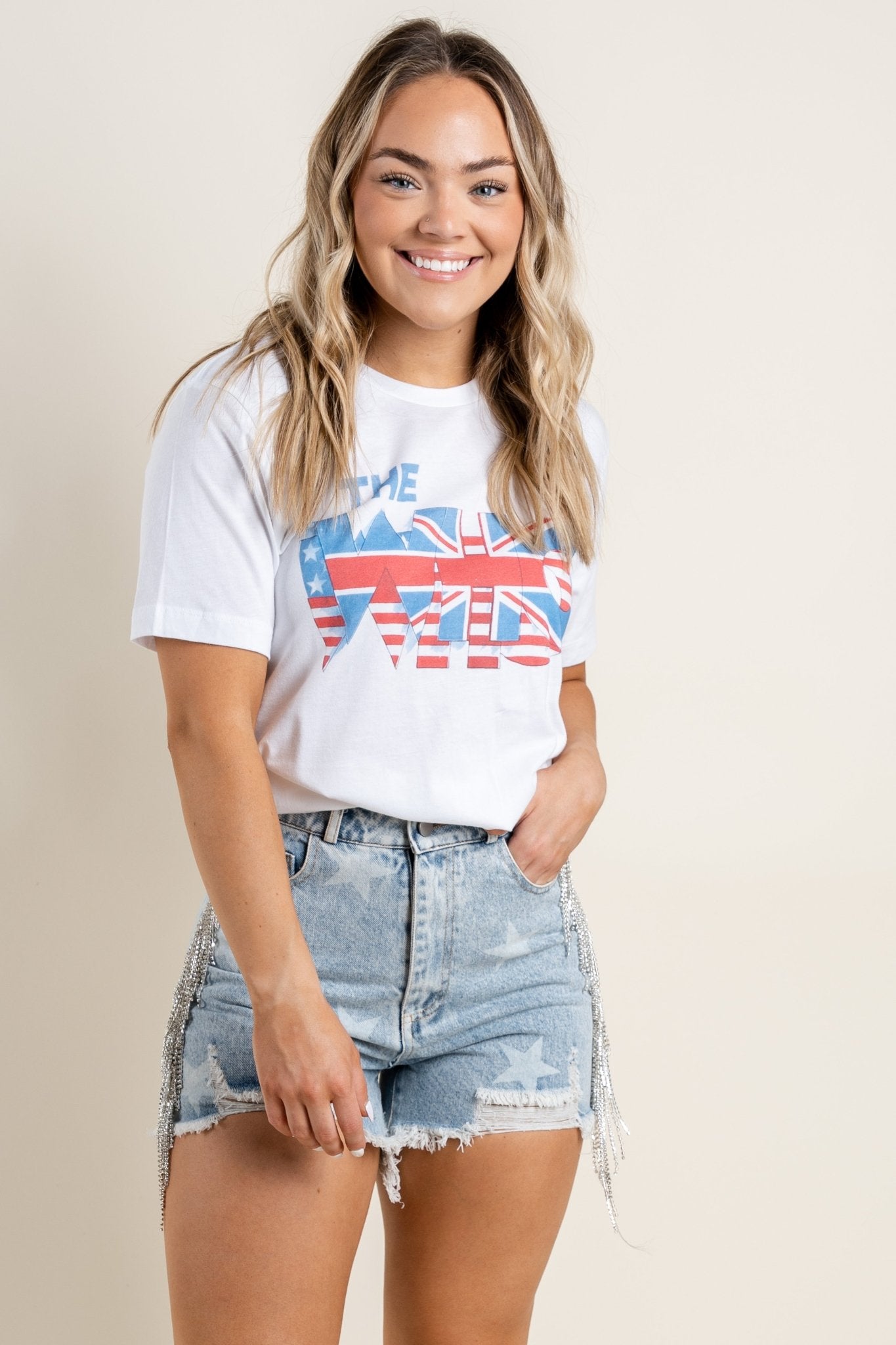 The Who double flag t-shirt white - Cute T-shirts - Trendy Graphic T-Shirts at Lush Fashion Lounge Boutique in Oklahoma City