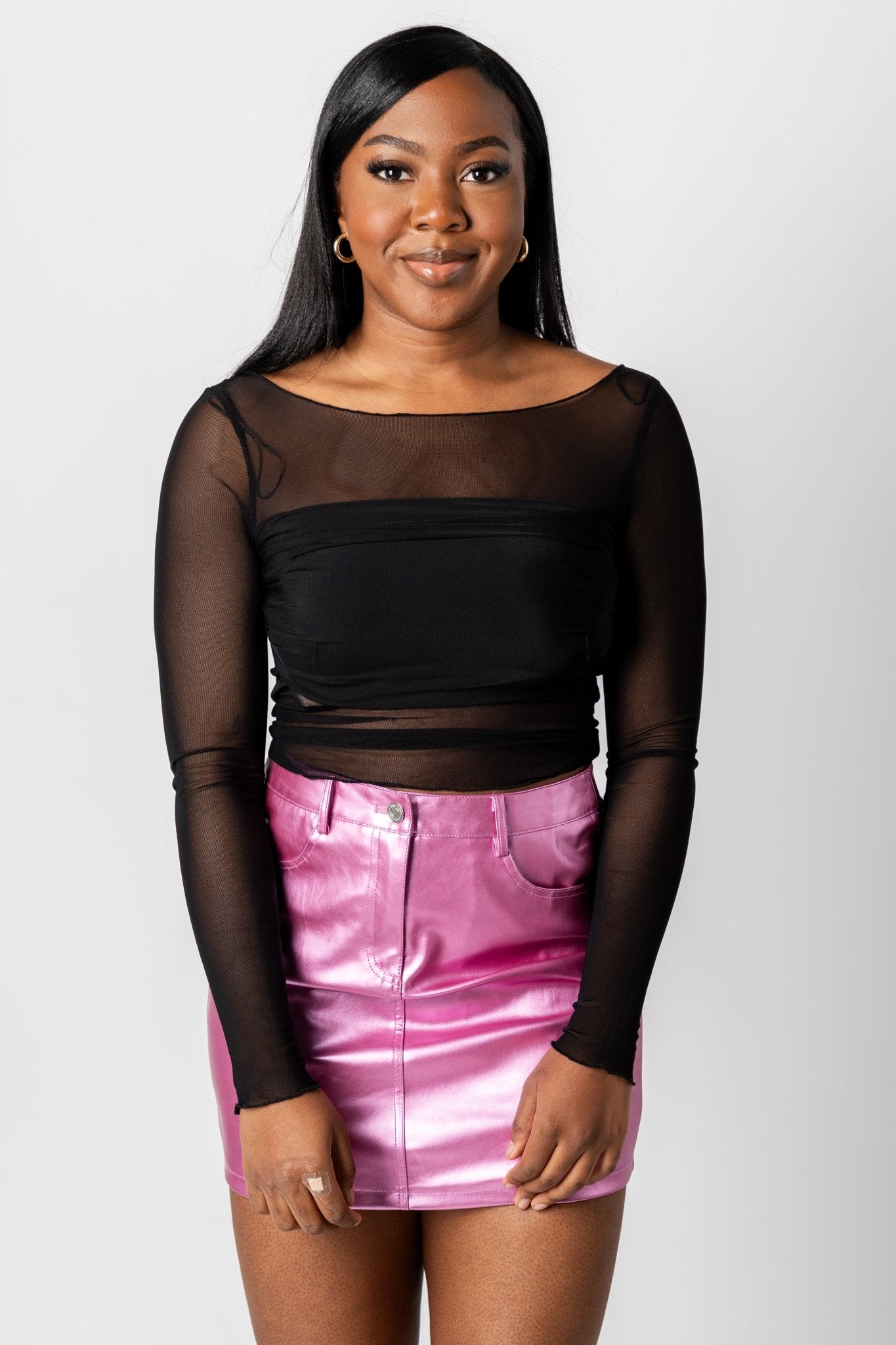 Metallic faux leather mini skirt metallic pink | Lush Fashion Lounge: boutique fashion skirts, affordable boutique skirts, cute affordable skirts