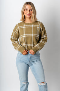 Z Supply Jolene plaid sweater ivy - Z Supply Sweaters - Z Supply Apparel at Lush Fashion Lounge Trendy Boutique Oklahoma City