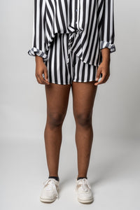 Striped shorts black/ivory - Affordable Shorts - Boutique Shorts at Lush Fashion Lounge Boutique in Oklahoma City