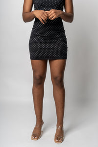 Rhinestone mini skirt black | Lush Fashion Lounge: boutique fashion skirts, affordable boutique skirts, cute affordable skirts