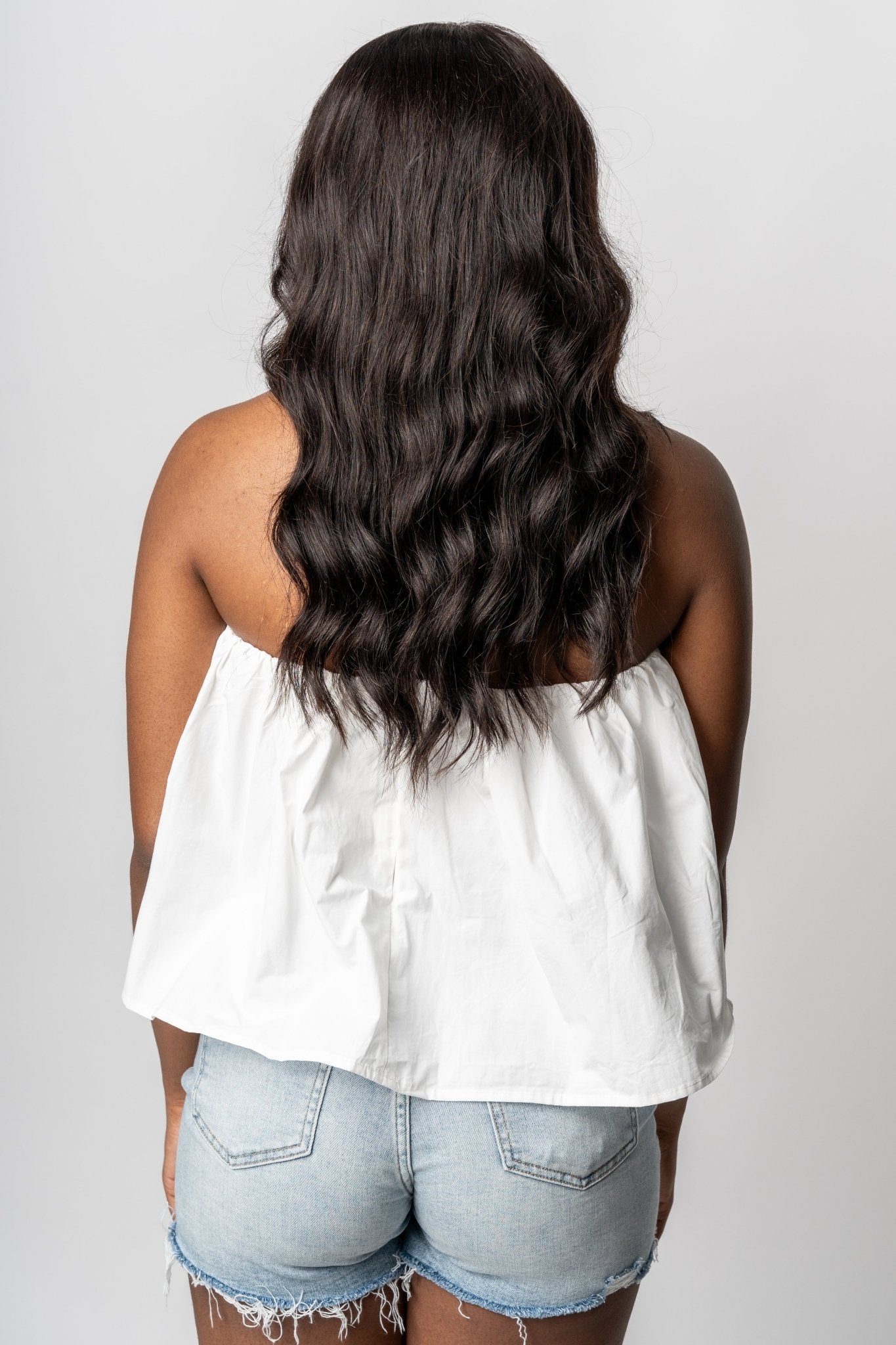 Strapless ruffle top ivory