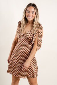 Shoulder tie dress rust - Affordable Dresses - Boutique Dresses at Lush Fashion Lounge Boutique in Oklahoma City