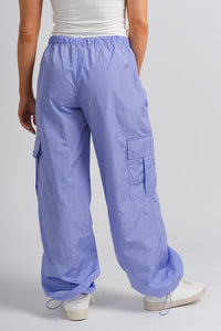 Nylon parachute pants pastel indigo - Stylish Pants - Cute Easter Clothing Line at Lush Fashion Lounge Boutique in Oklahoma
