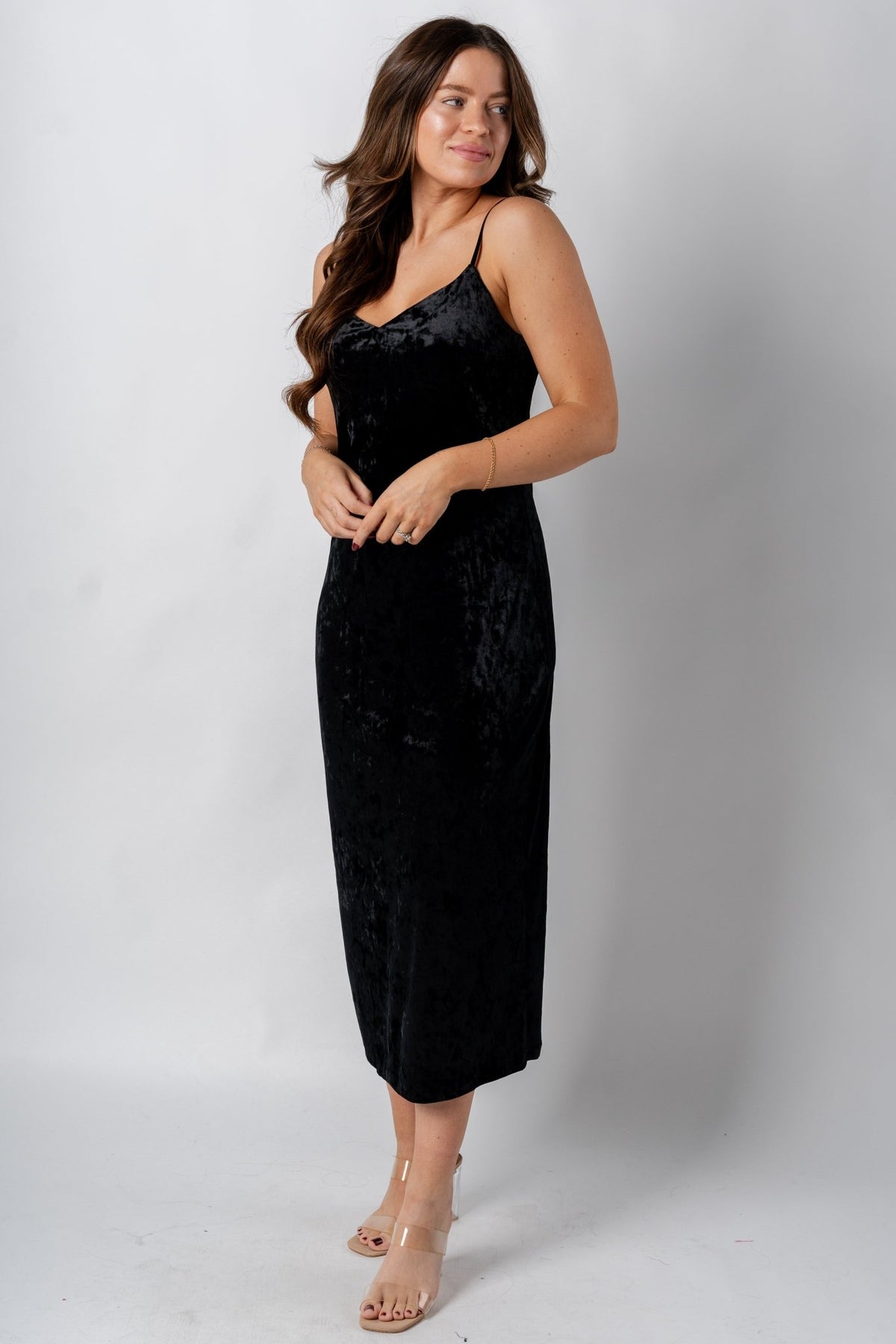 Z Supply Selina velvet dress black - Z Supply Dress - Z Supply Tops, Dresses, Tanks, Tees, Cardigans, Joggers and Loungewear at Lush Fashion Lounge