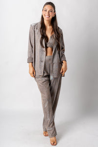 Glitter blazer tan/silver - Affordable New Year's Eve Party Outfits at Lush Fashion Lounge Boutique in Oklahoma City