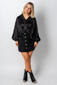Knit button skirt black | Lush Fashion Lounge: boutique fashion skirts, affordable boutique skirts, cute affordable skirts