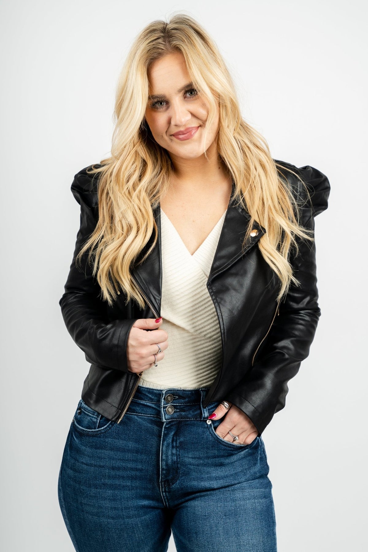 Puff Moto jacket black - Cute jacket - Trendy Jackets and Blazers at Lush Fashion Lounge Boutique in Oklahoma City