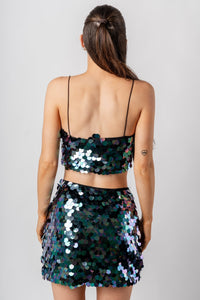 Mermaid sequin cami tank top black multi - Trendy New Year's Eve Dresses, Skirts, Kimonos and Sequins at Lush Fashion Lounge Boutique in Oklahoma City