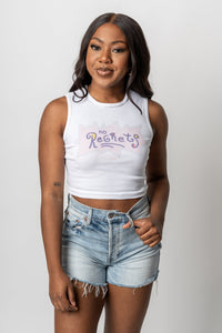 No regrets crop tank top white - Affordable Tank Top - Boutique Tank Tops at Lush Fashion Lounge Boutique in Oklahoma City