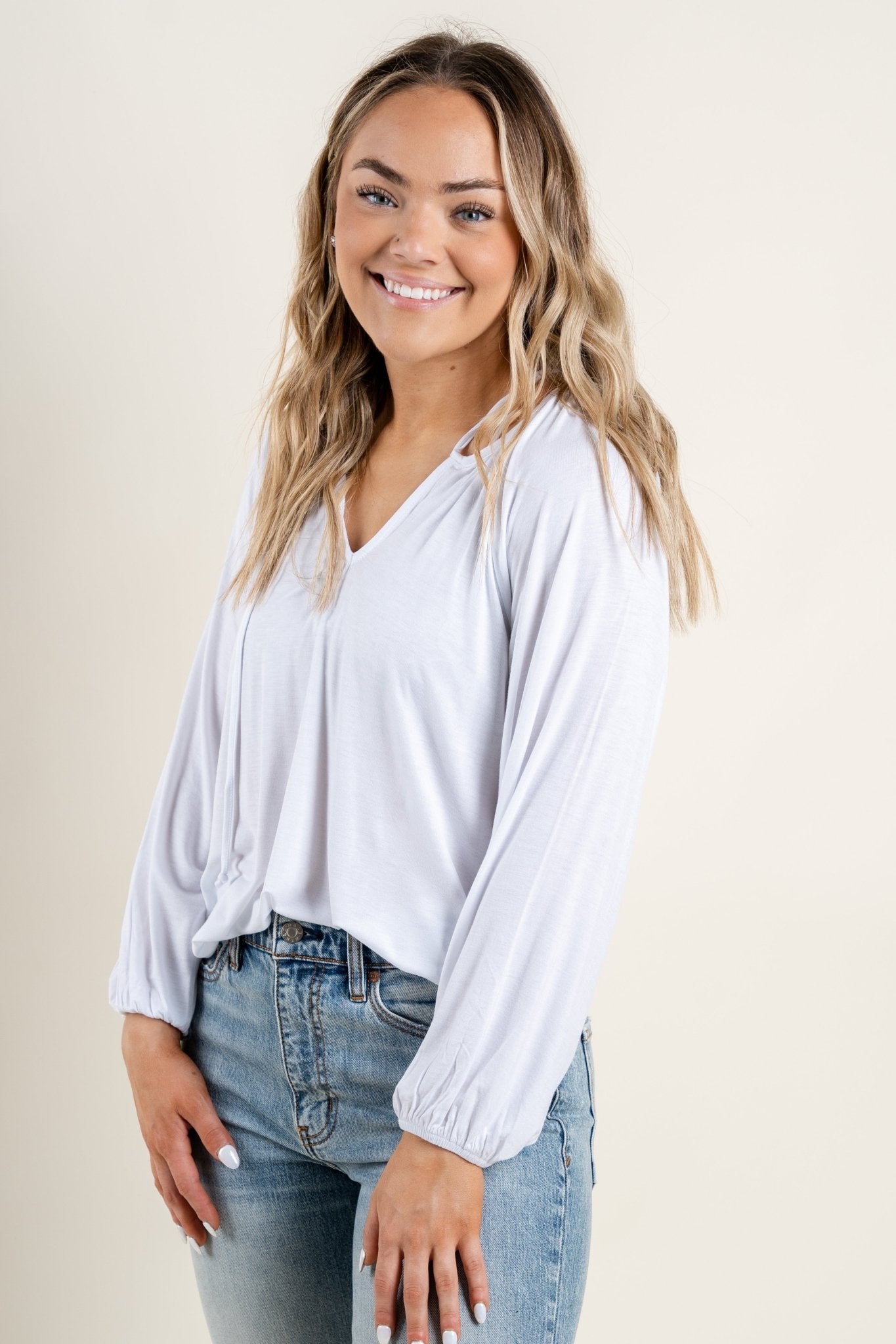 Z Supply Niki sleek jersey top white - Z Supply Top - Z Supply Tops, Dresses, Tanks, Tees, Cardigans, Joggers and Loungewear at Lush Fashion Lounge