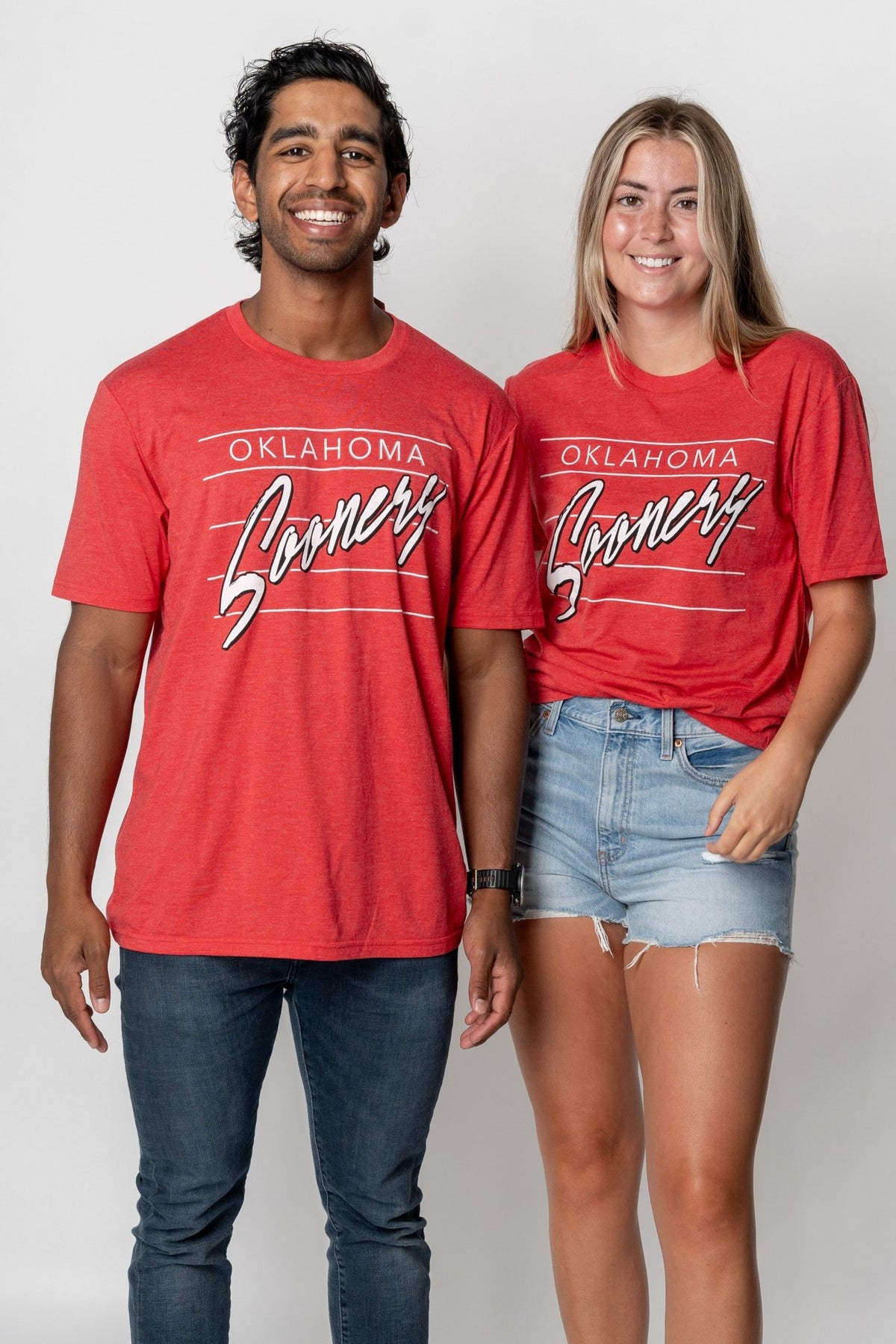 OU OU Sooners diagonal lines unisex t-shirt red t-shirt | Lush Fashion Lounge Trendy Oklahoma University Sooners Apparel & Cute Gameday T-Shirts