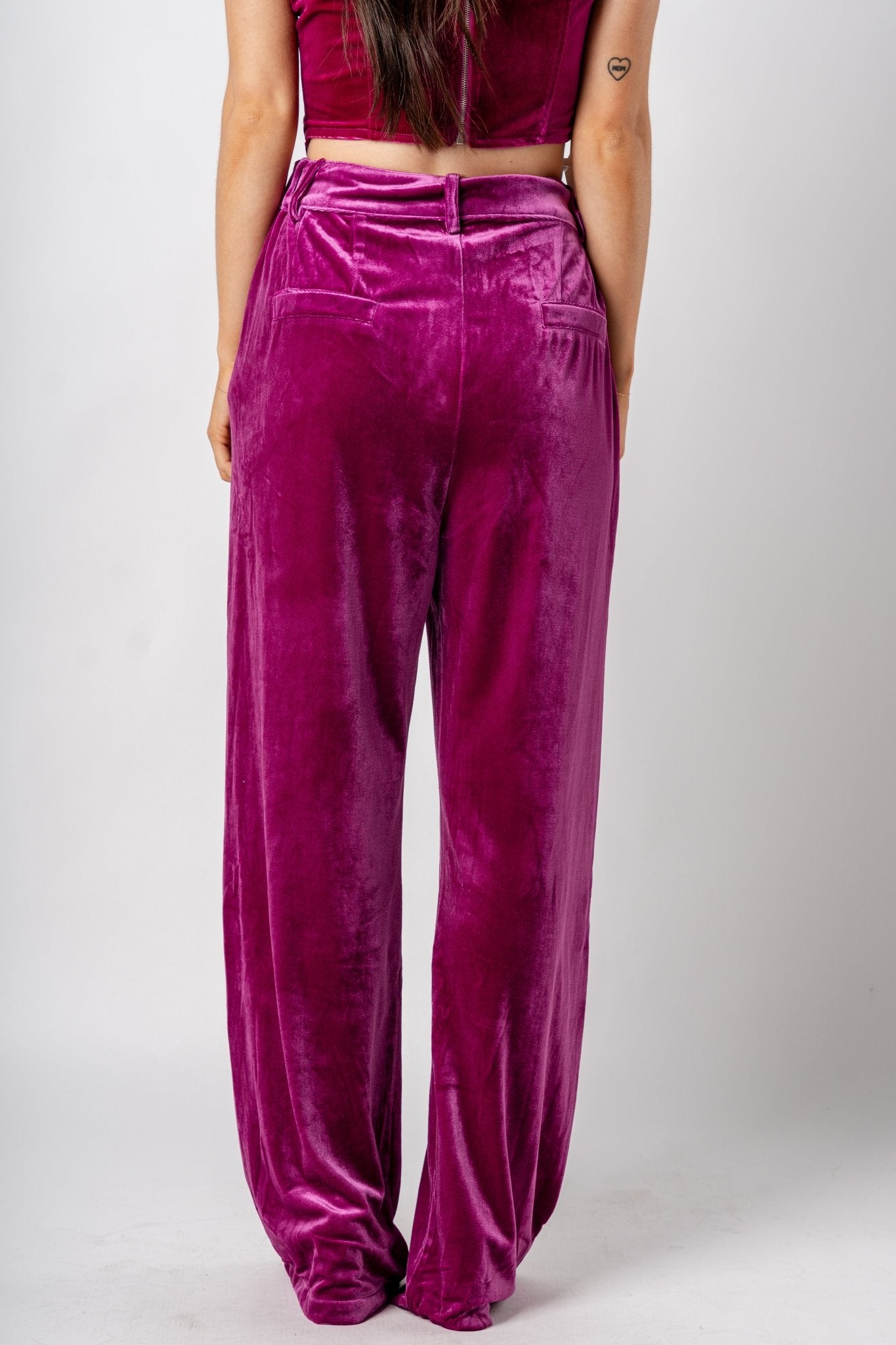 Velvet wide leg pants magenta | Lush Fashion Lounge: women's boutique pants, boutique women's pants, affordable boutique pants, women's fashion pants