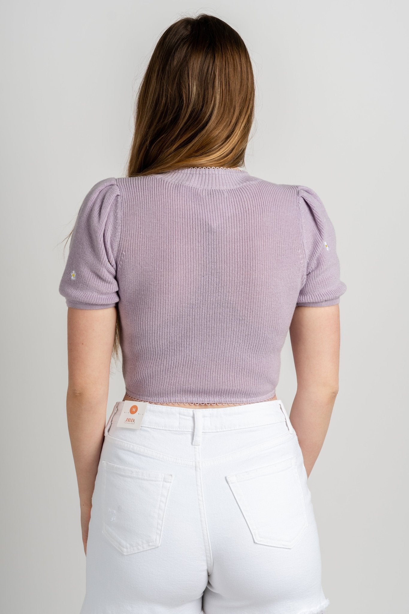 Daisy crop sweater lilac daisy