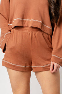 Knit shorts copper - Cute Shorts - Trendy Shorts at Lush Fashion Lounge Boutique in Oklahoma City