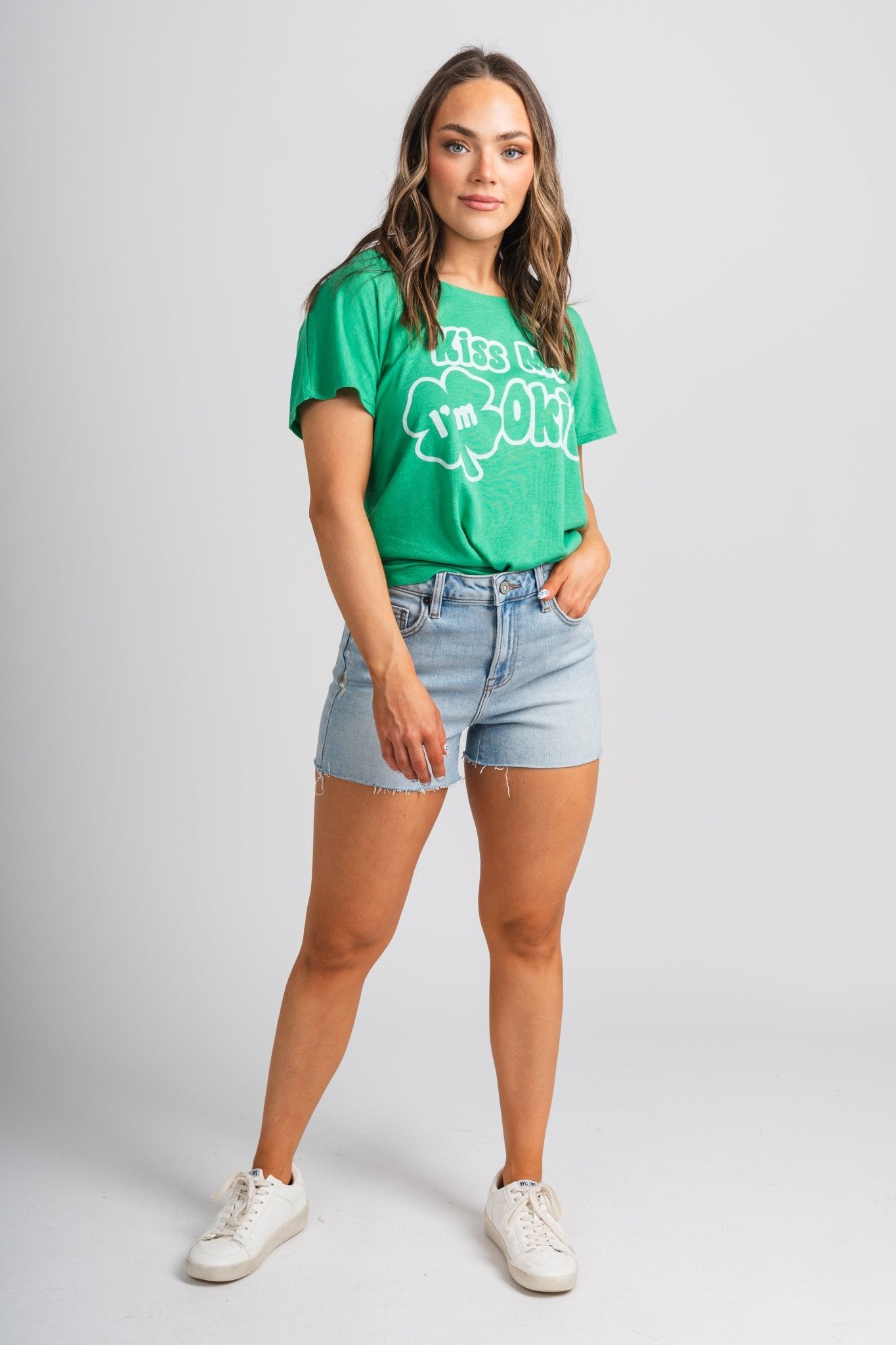Kiss me I'm Okie t-shirt green - Cute St. Patrick's Day Outfits at Lush Fashion Lounge Boutique in Oklahoma City