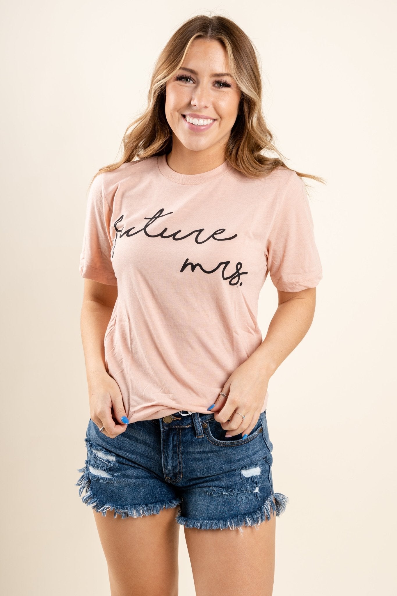 Future Mrs unisex short sleeve t-shirt peach - Adorable T-shirts - Unique Tank Tops and Graphic Tees at Lush Fashion Lounge Boutique in Oklahoma