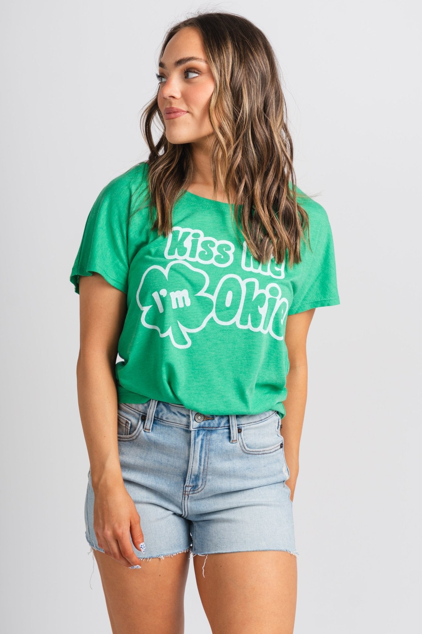 Kiss me I'm Okie t-shirt green