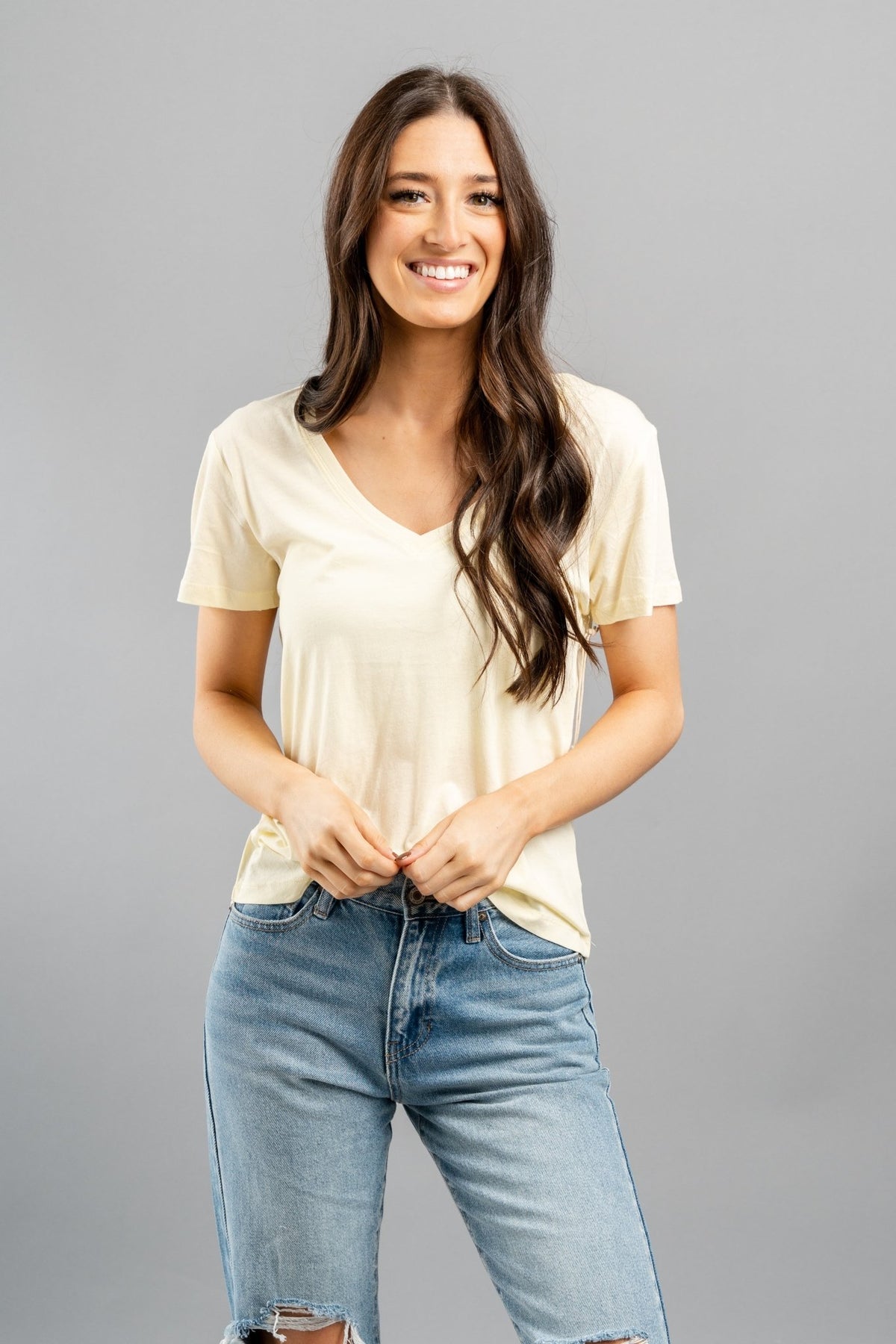 Z Supply Kasey modal v-neck top sunrise - Z Supply Top - Z Supply Tops, Dresses, Tanks, Tees, Cardigans, Joggers and Loungewear at Lush Fashion Lounge