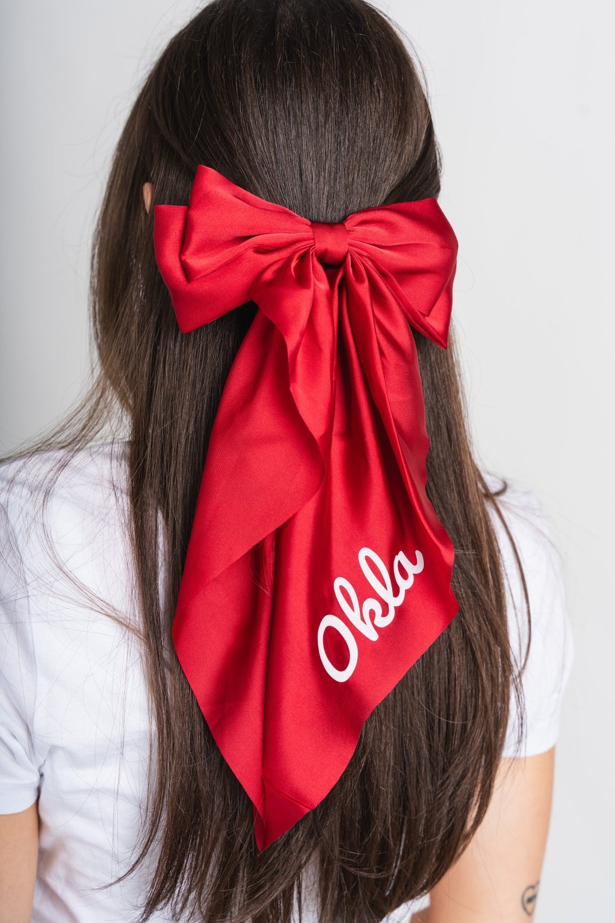 OKLA game day hair bow crimson - Trendy Gifts at Lush Fashion Lounge Boutique in Oklahoma City
