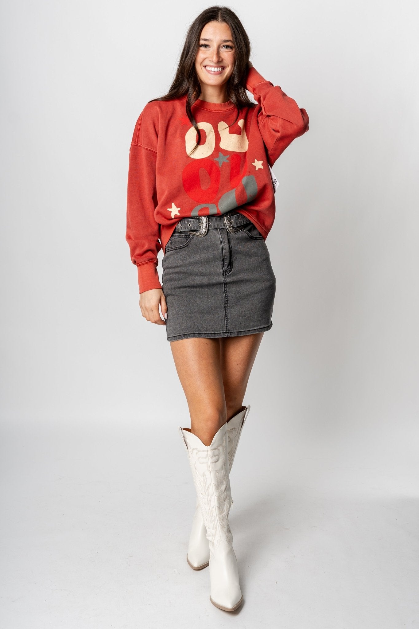 Mid-length skirt Celine Red size 34 FR in Denim - Jeans - 40758012