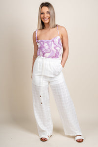 Linen tie waist pants off white - Cute Pants - Fun Vacay Basics at Lush Fashion Lounge Boutique in Oklahoma City
