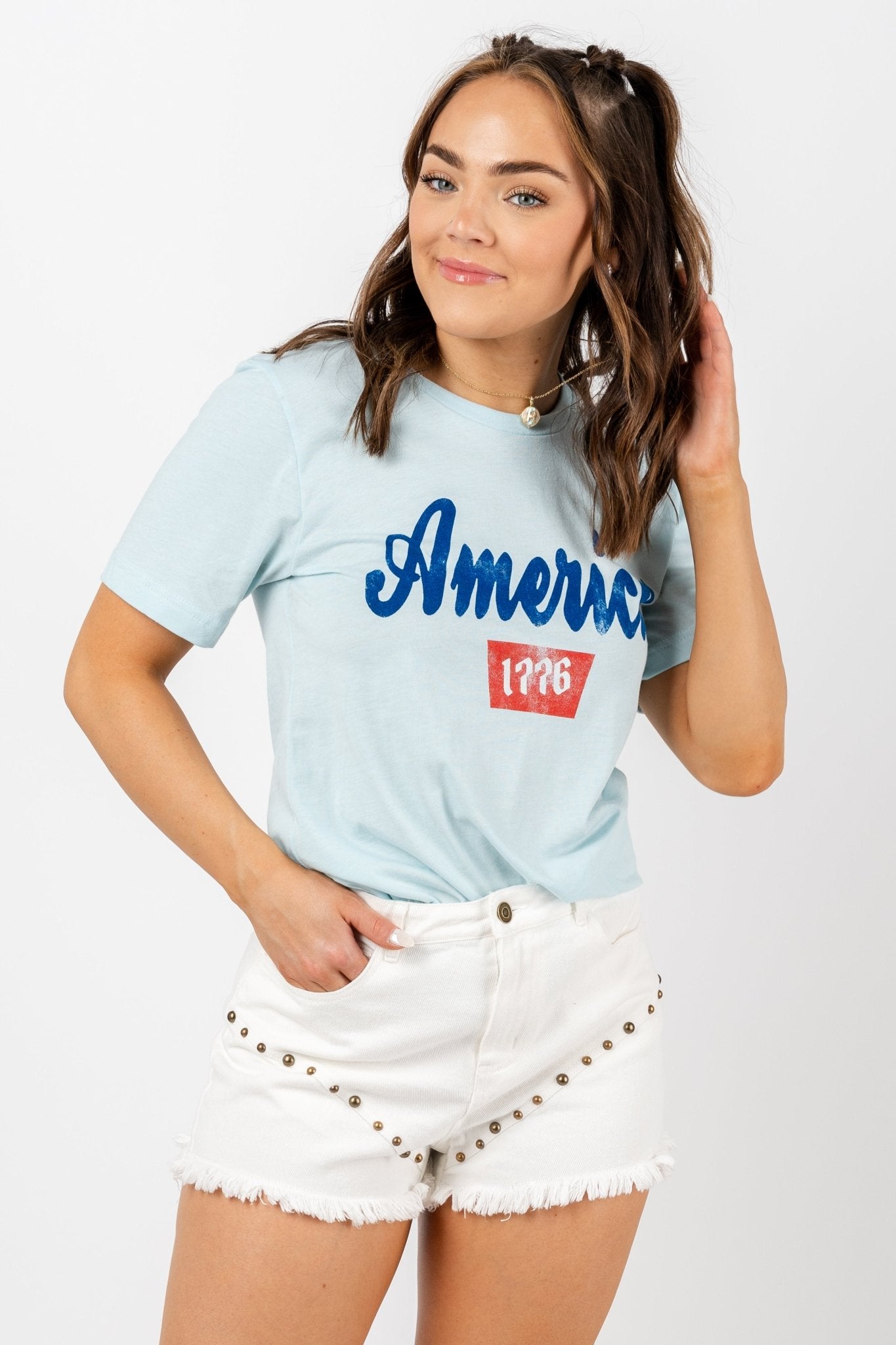 America Coors unisex t-shirt ice blue - Cute T-shirts - Fun American Summer Outfits at Lush Fashion Lounge Boutique in Oklahoma City