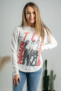 DayDreamer TLC waterfalls long sleeve tee vintage white - Stylish Band T-Shirts and Sweatshirts at Lush Fashion Lounge Boutique in Oklahoma City