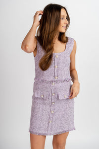 Tweed crop top lavender - Trendy tops - Fun Easter Looks at Lush Fashion Lounge Boutique in Oklahoma