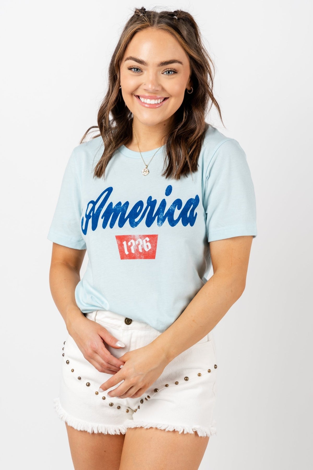 America Coors unisex t-shirt ice blue - Trendy T-shirts - Cute American Summer Collection at Lush Fashion Lounge Boutique in Oklahoma City