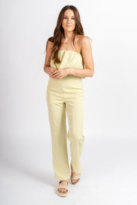 Strapless ruffle top citron - Stylish tops - Trendy Staycation Outfits at Lush Fashion Lounge Boutique in Oklahoma City