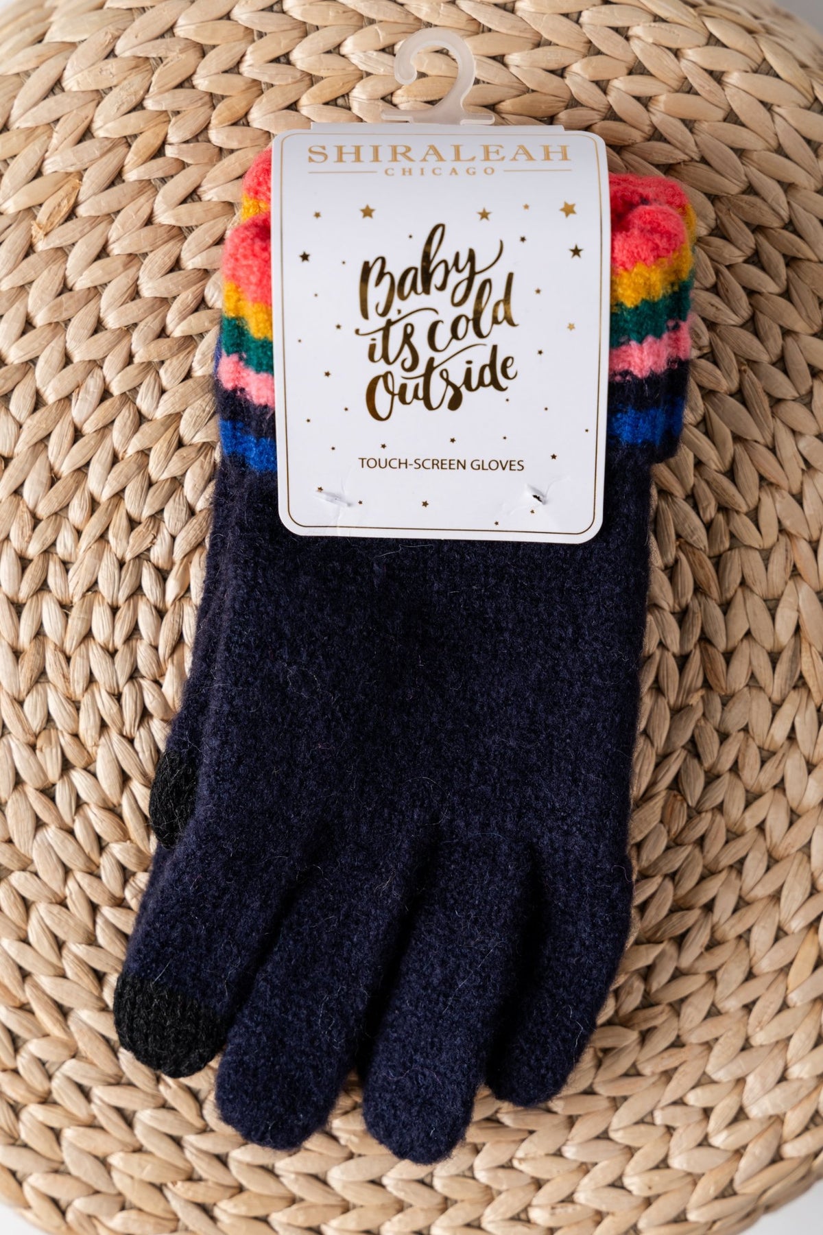 Ronen multi knit touch screen gloves navy - Trendy Gifts at Lush Fashion Lounge Boutique in Oklahoma City