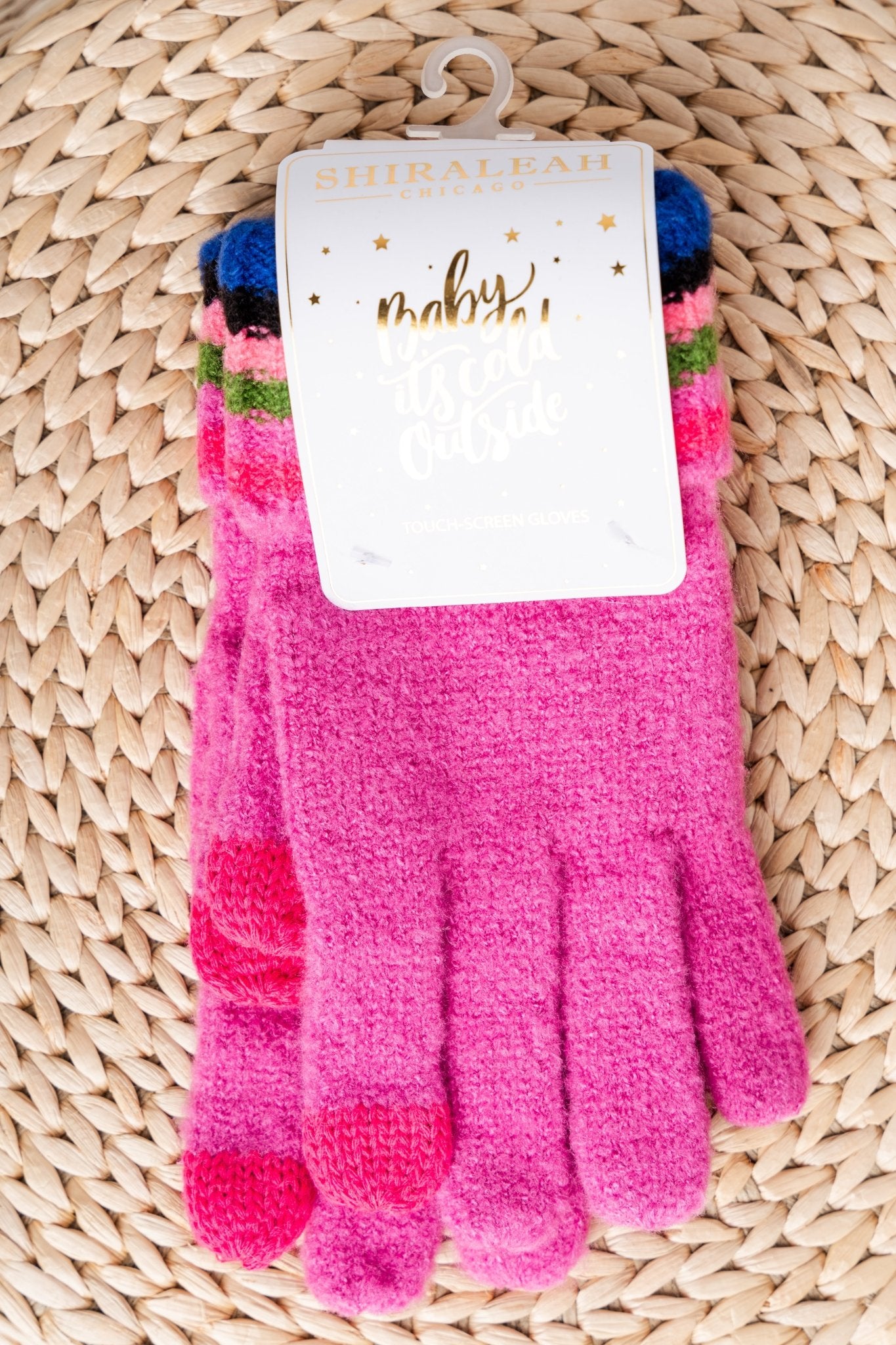 Ronen multi knit touch screen gloves magenta - Trendy Gifts at Lush Fashion Lounge Boutique in Oklahoma City