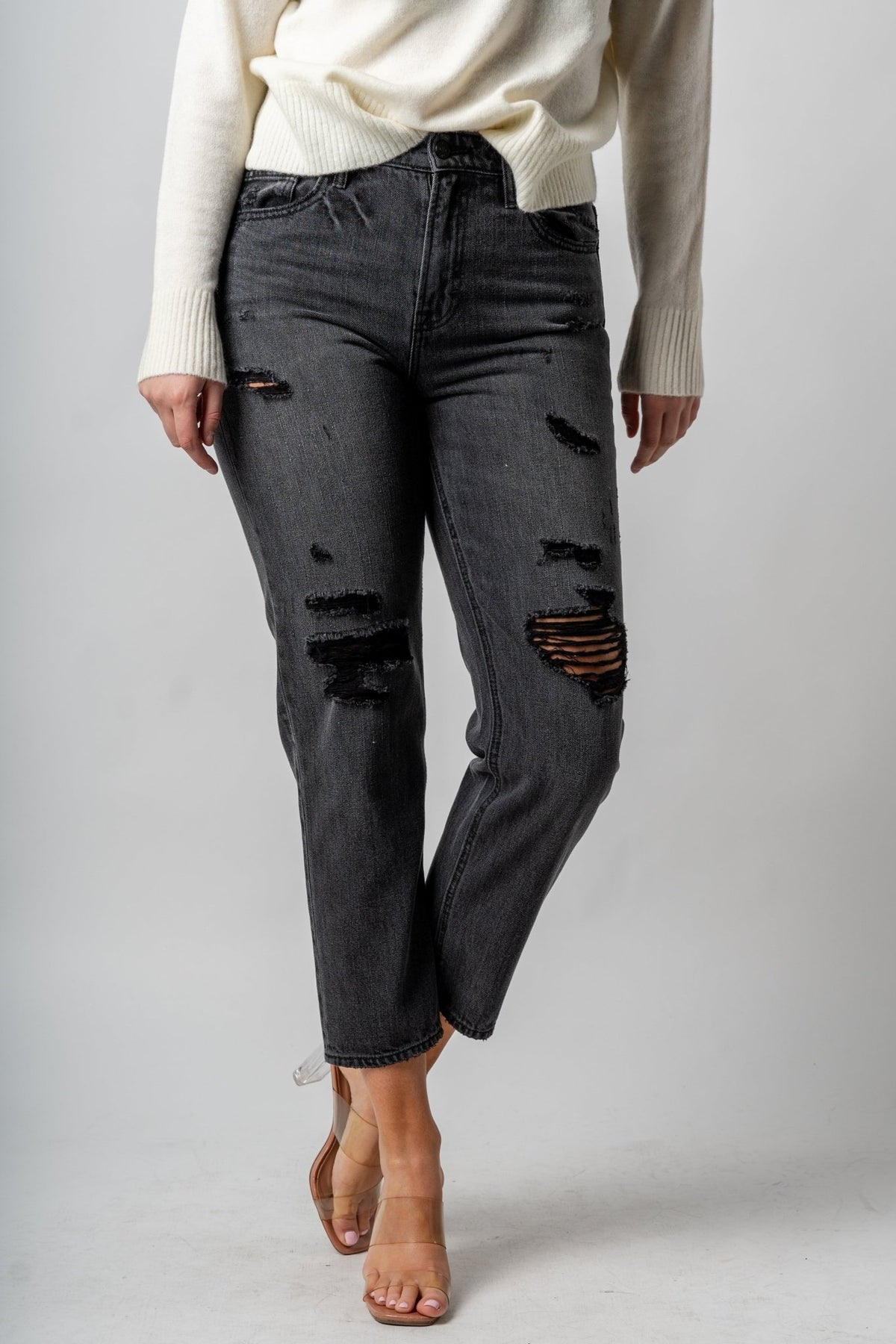 Hidden Bailey high rise boyfriend jeans charcoal | Lush Fashion Lounge: boutique women's jeans, fashion jeans for women, affordable fashion jeans, cute boutique jeans