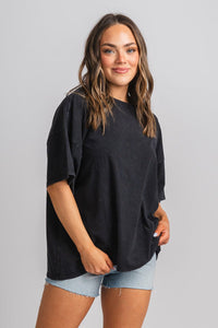 Oversized t-shirt black - Cute T-shirts - Fun Cozy Basics at Lush Fashion Lounge Boutique in Oklahoma City