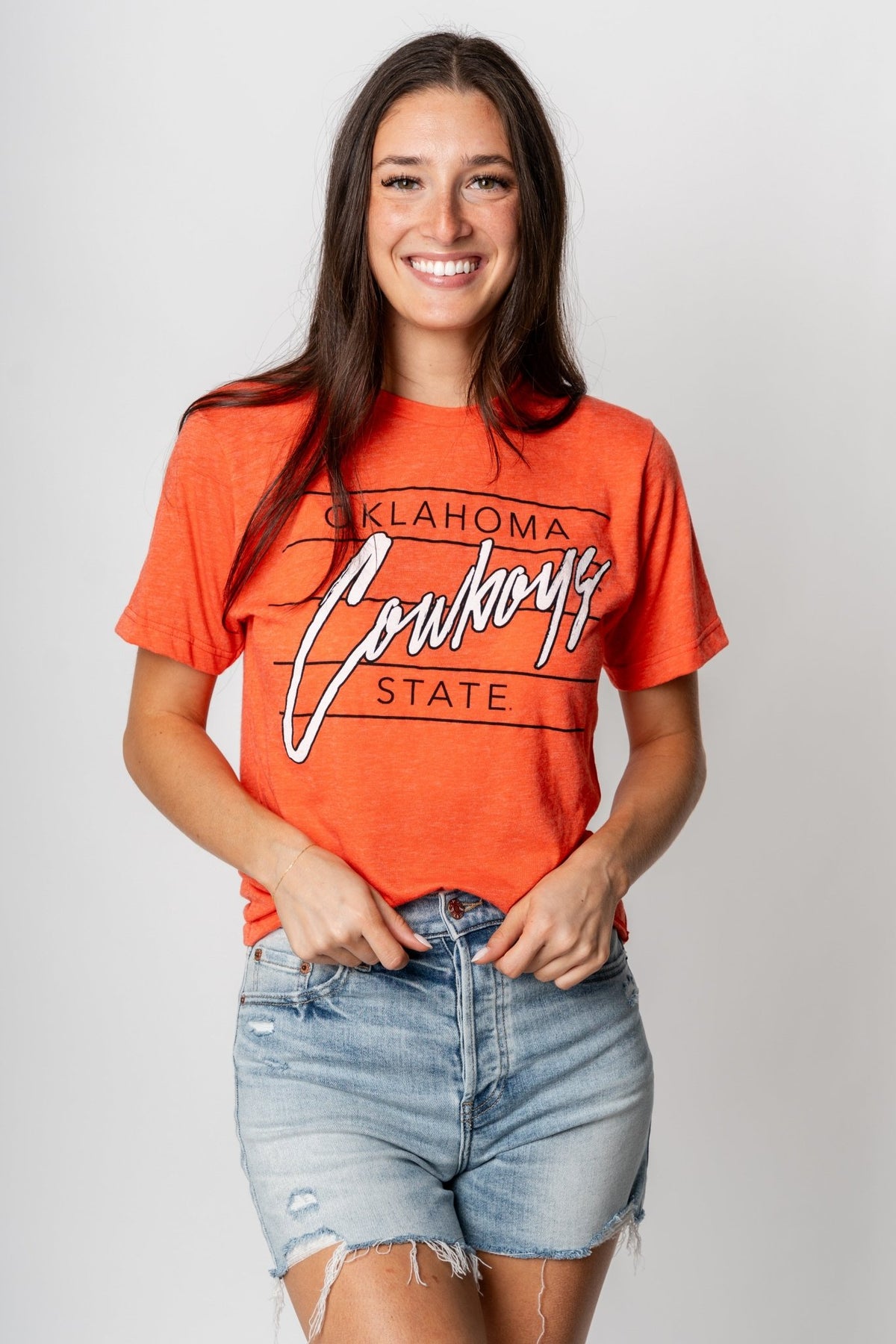 Girls Youth Gameday Couture White Oklahoma State Cowboys PoweredBy Go Girl  Long Sleeve T-Shirt
