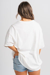 Oversized t-shirt off white - Adorable T-shirts - Stylish Comfortable Outfits at Lush Fashion Lounge Boutique in OKC