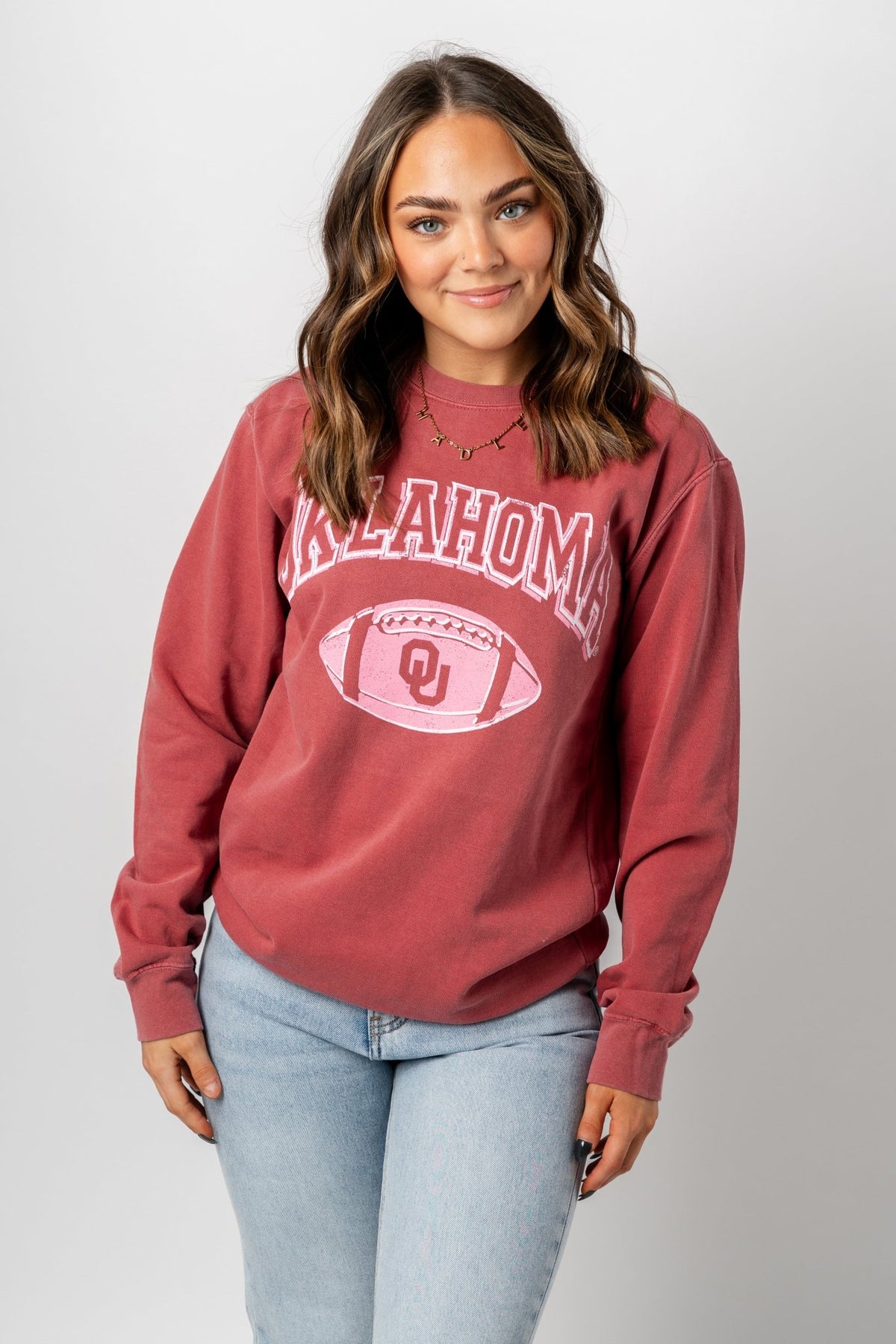OU OU Wonka football comfort color sweatshirt crimson t-shirt | Lush Fashion Lounge Trendy Oklahoma University Sooners Apparel & Cute Gameday T-Shirts