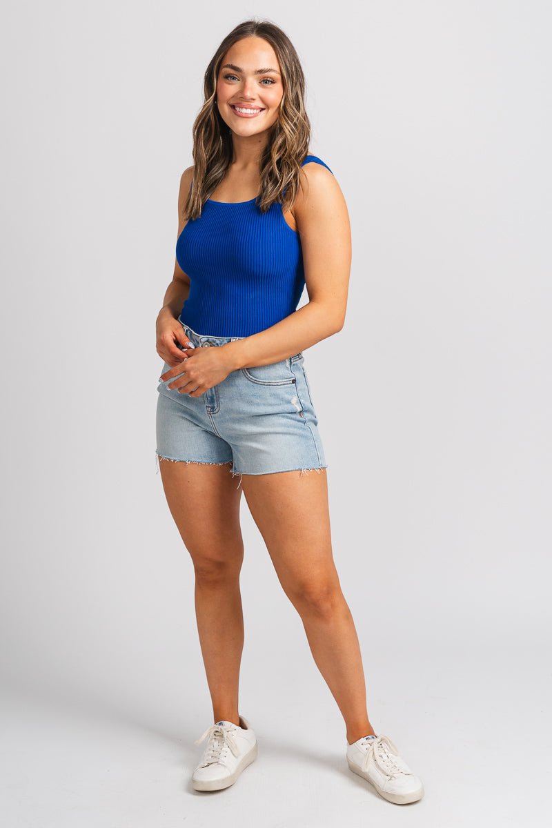 Square neck tank top cobalt blue - Trendy Tank Top - Fashion Tank Tops at Lush Fashion Lounge Boutique in Oklahoma City